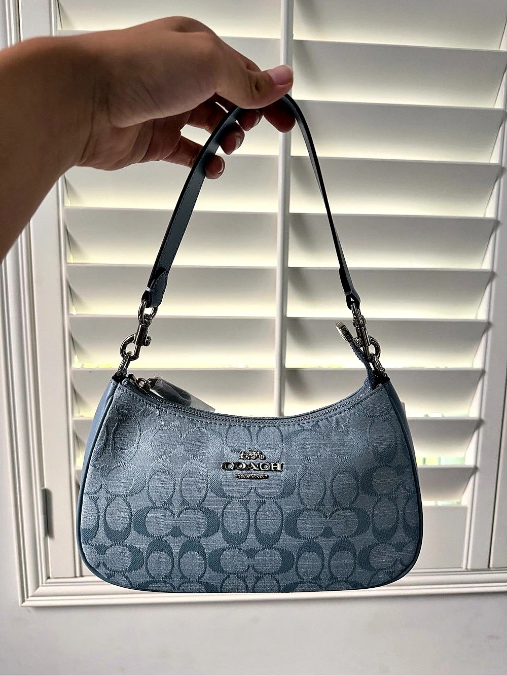 Coach Teri Shoulder Bag in Signature Jacquard Blue NWT